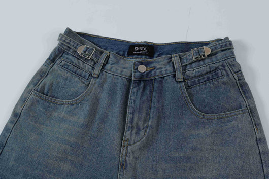 Shorts Vaquero Recto Desgastado con Roturas Retro para Hombre - Image 42
