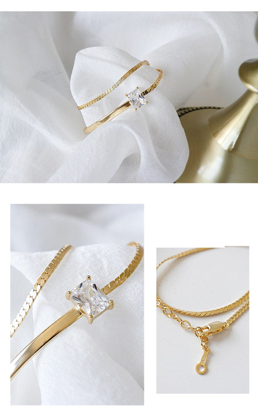 Pulsera de Plata Esterlina S925 con Diamantes - Diseño Doble Capa Elegante para Mujer - Image 8