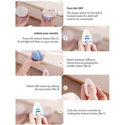 Pink wireless smart remote control pet toy with a white stripe and LED flashing lights. - Image 10