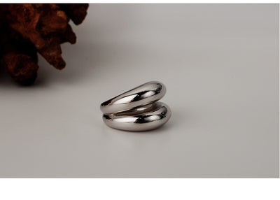 Anillo de Plata 925 Doble Capa Geométrica Apilable - Image 7