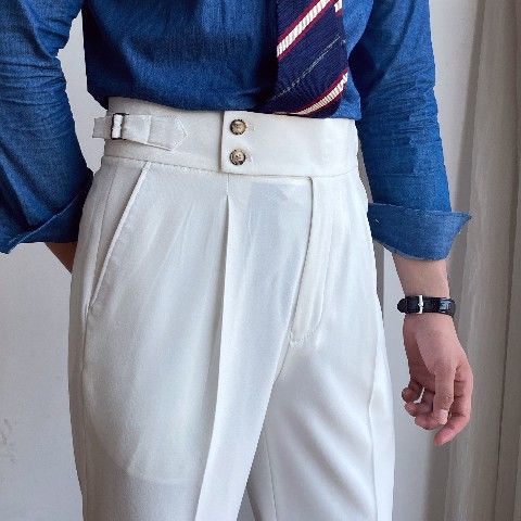 Pantalones Casuales de Cintura Alta y Corte Recto para Hombre - Image 11