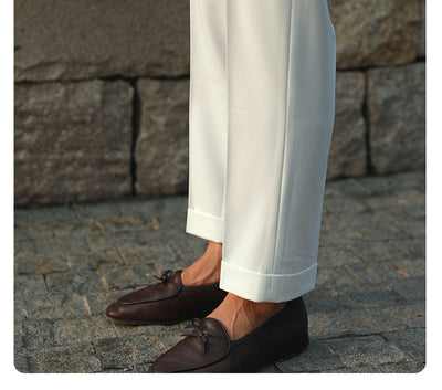 Pantalón Recto Talle Alto Blanco Estilo Italiano Clásico con Botones - Image 10