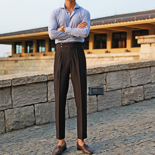 Pantalón Recto Talle Alto Blanco Estilo Italiano Clásico con Botones - Image 12