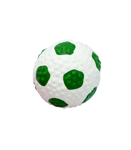 Pink latex pet toy shaped like a mini volleyball with white seams and a textured surface. - Image 17