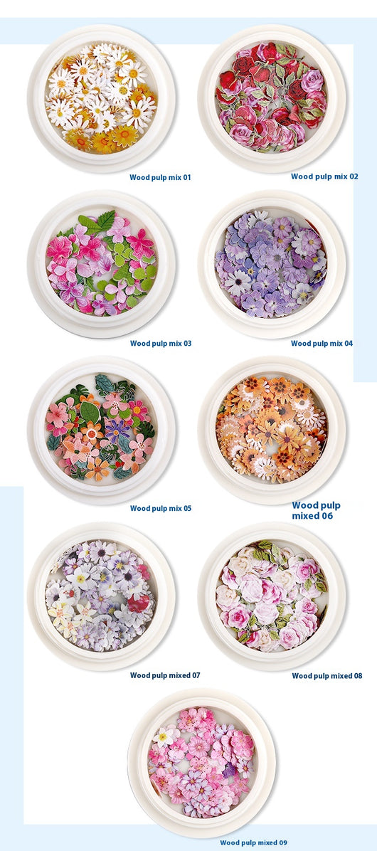 Stickers de Uñas con Flores de Pulpa de Madera - Accesorios DIY para Nail Art - Image 27