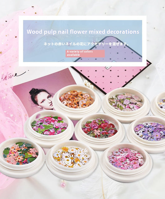 Stickers de Uñas con Flores de Pulpa de Madera - Accesorios DIY para Nail Art - Image 31