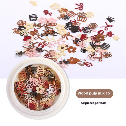 Stickers de Uñas con Flores de Pulpa de Madera - Accesorios DIY para Nail Art - Image 34