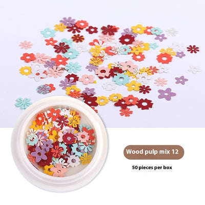 Stickers de Uñas con Flores de Pulpa de Madera - Accesorios DIY para Nail Art - Image 35