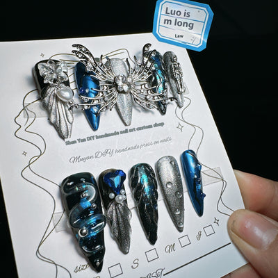Uñas de Lujo 3D Loica Estilo Dark Hot Girl con Cristales Brillantes - Image 17