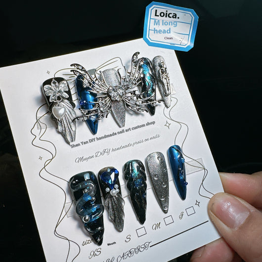 Uñas de Lujo 3D Loica Estilo Dark Hot Girl con Cristales Brillantes - Image 22