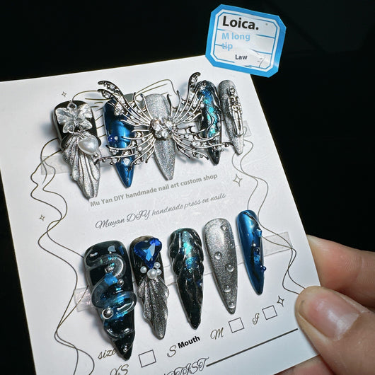 Uñas de Lujo 3D Loica Estilo Dark Hot Girl con Cristales Brillantes - Image 24