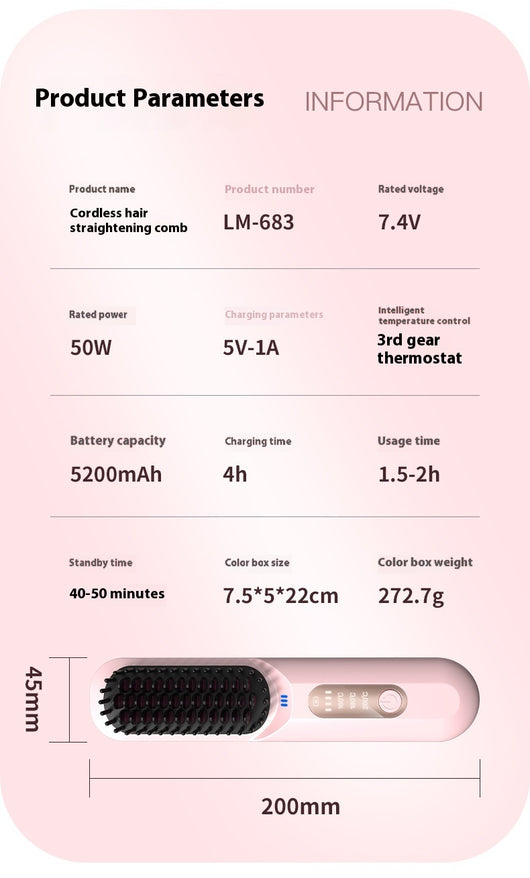 Peine Inalámbrico con Aniones - Cuidado Suave del Cabello - Image 12