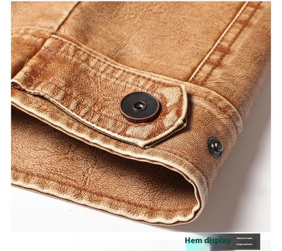Abrigo de Cuero PU Grueso para Hombre - Estilo Casual Moderno - Image 13