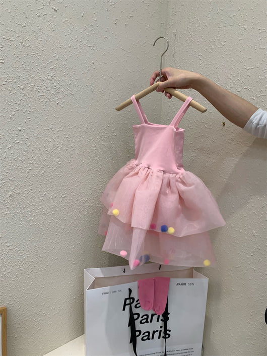 Vestido Princesa Infantil con Pompón de Pelaje Colorido - Image 20