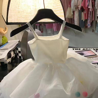 Vestido Princesa Infantil con Pompón de Pelaje Colorido - Image 27