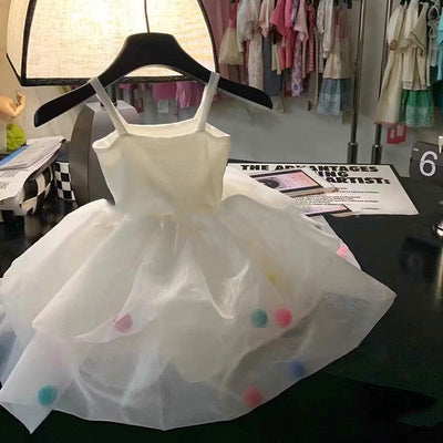 Vestido Princesa Infantil con Pompón de Pelaje Colorido - Image 30