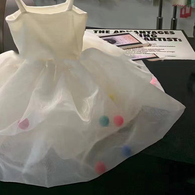 Vestido Princesa Infantil con Pompón de Pelaje Colorido - Image 31