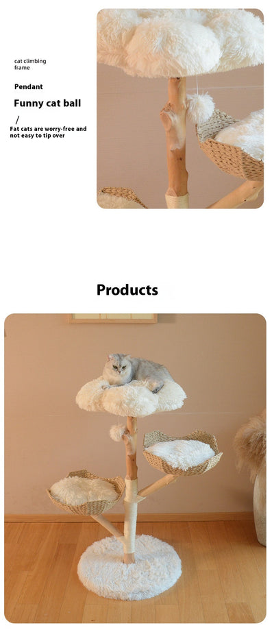 Árbol Rascador para Gatos con Nido de Madera Natural y Ratán - Image 16