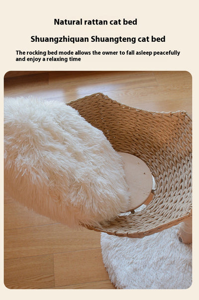 Árbol Rascador para Gatos con Nido de Madera Natural y Ratán - Image 17