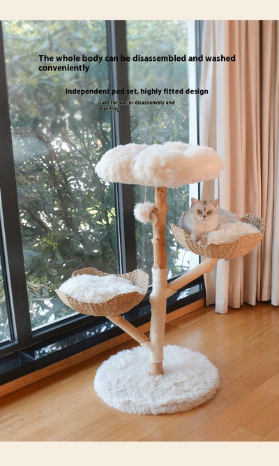 Árbol Rascador para Gatos con Nido de Madera Natural y Ratán - Image 21