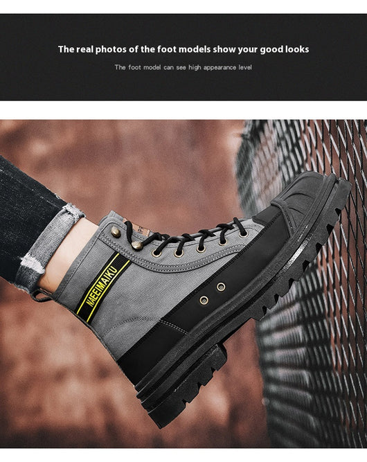 Botas de Trabajo Casual con Suela Gruesa - Estilo Motociclista Versátil para Hombre - Image 15