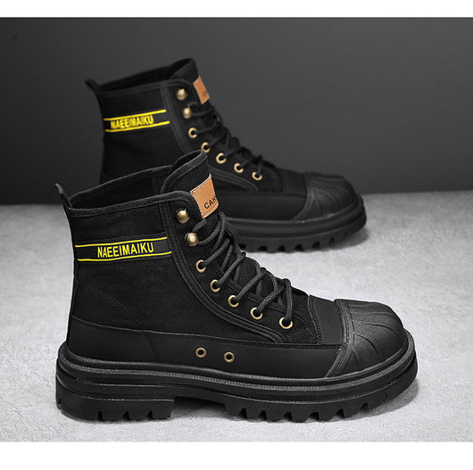 Botas de Trabajo Casual con Suela Gruesa - Estilo Motociclista Versátil para Hombre - Image 16