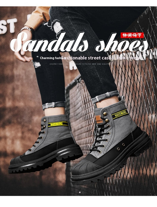 Botas de Trabajo Casual con Suela Gruesa - Estilo Motociclista Versátil para Hombre - Image 17