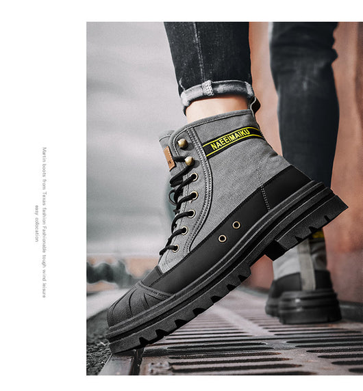 Botas de Trabajo Casual con Suela Gruesa - Estilo Motociclista Versátil para Hombre - Image 18