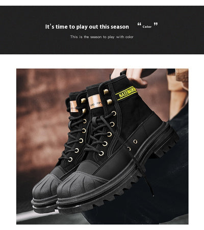 Botas de Trabajo Casual con Suela Gruesa - Estilo Motociclista Versátil para Hombre - Image 20