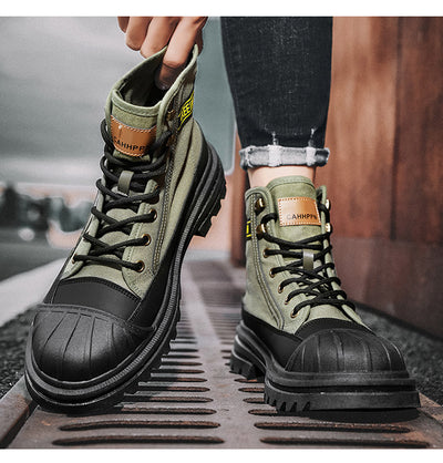 Botas de Trabajo Casual con Suela Gruesa - Estilo Motociclista Versátil para Hombre - Image 21