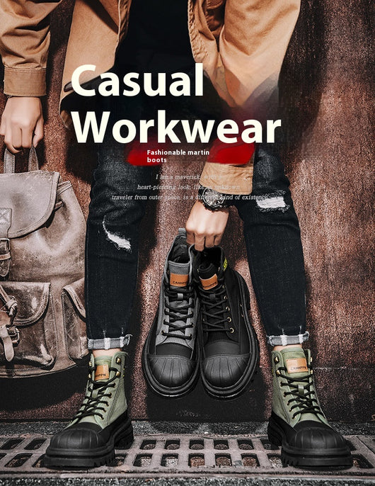 Botas de Trabajo Casual con Suela Gruesa - Estilo Motociclista Versátil para Hombre - Image 24