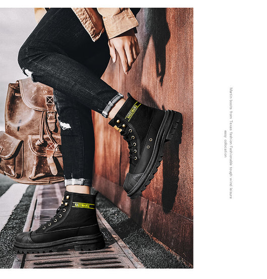 Botas de Trabajo Casual con Suela Gruesa - Estilo Motociclista Versátil para Hombre - Image 27