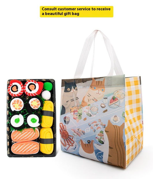 Calcetines Navideños de Algodón Peinado Diseño Sushi Hasta la Pantorrilla - Image 16