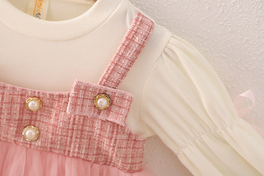 Vestido Falda Princesa Coreana Niña Primavera Otoño Estilo Dos Piezas con Tirantes - Image 13