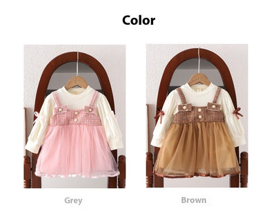 Vestido Falda Princesa Coreana Niña Primavera Otoño Estilo Dos Piezas con Tirantes - Image 16