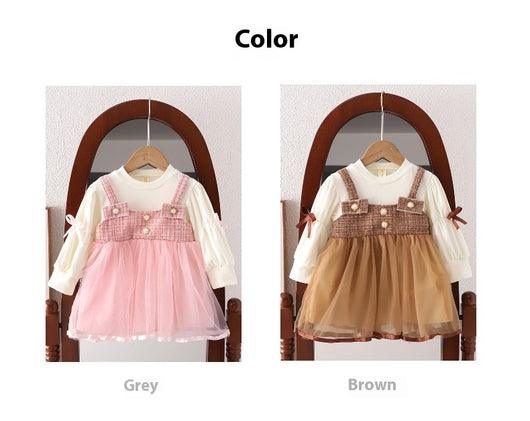 Vestido Falda Princesa Coreana Niña Primavera Otoño Estilo Dos Piezas con Tirantes - Image 16