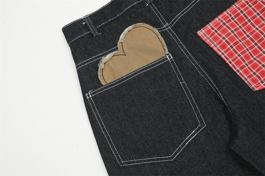 Pantalones Vaqueros Rectos con Parches de Contraste para Hombre - Image 28