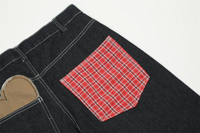 Pantalones Vaqueros Rectos con Parches de Contraste para Hombre - Image 35