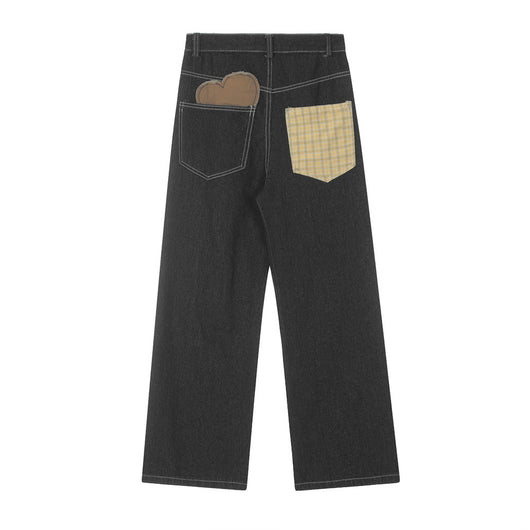 Pantalones Vaqueros Rectos con Parches de Contraste para Hombre - Image 39