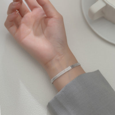 Pulsera de Plata S925 Cadena Ancha Efecto Frío para Mujer - Image 6