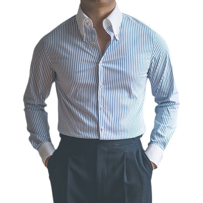 Camisa Slim Fit de Cuello Puntiagudo Manga Larga Multicolor - Image 8