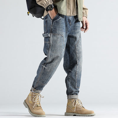 Pantalones Vaqueros Holgados Retro Estilo Obrero Talla Grande Hombre - Image 9