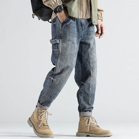 Pantalones Vaqueros Holgados Retro Estilo Obrero Talla Grande Hombre - Image 9