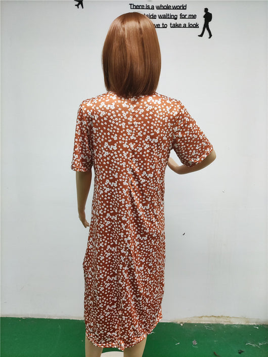 Vestido Midi Floral Escote Redondo Manga Corta - Image 20