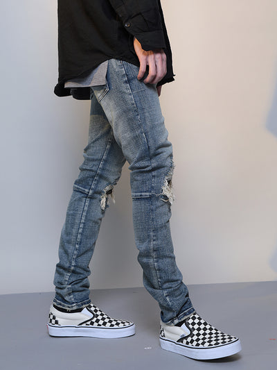 Pantalones Vaqueros Azul Desgastado con Roturas para Hombre - Image 11