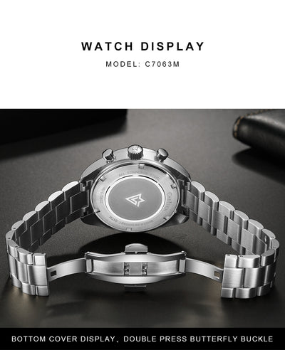 Reloj de Cuarzo Multifunción Tres Esferas Resistente al Agua para Hombre - Image 9