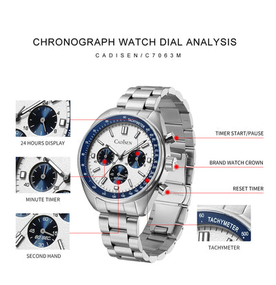 Reloj de Cuarzo Multifunción Tres Esferas Resistente al Agua para Hombre - Image 11