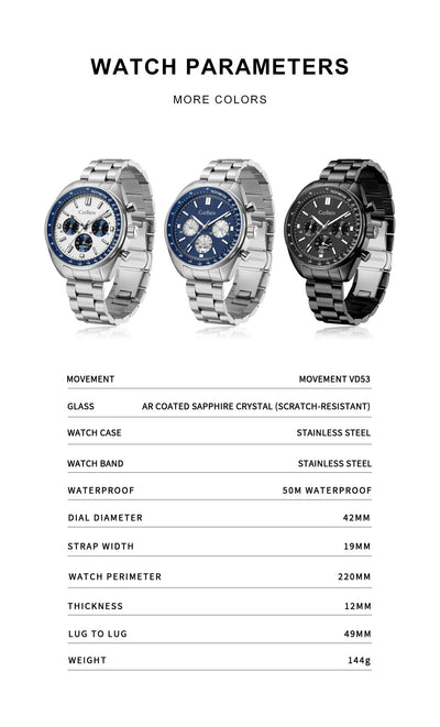 Reloj de Cuarzo Multifunción Tres Esferas Resistente al Agua para Hombre - Image 14
