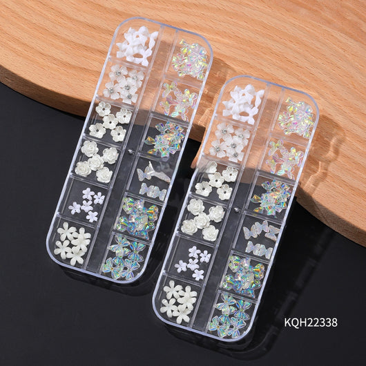 Decoraciones de Manicura con Flores de Resina y Diamantes de Cristal - Image 33