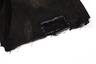 Shorts Denim Vintage Desgastado para Hombre con Efecto Spray - Image 26